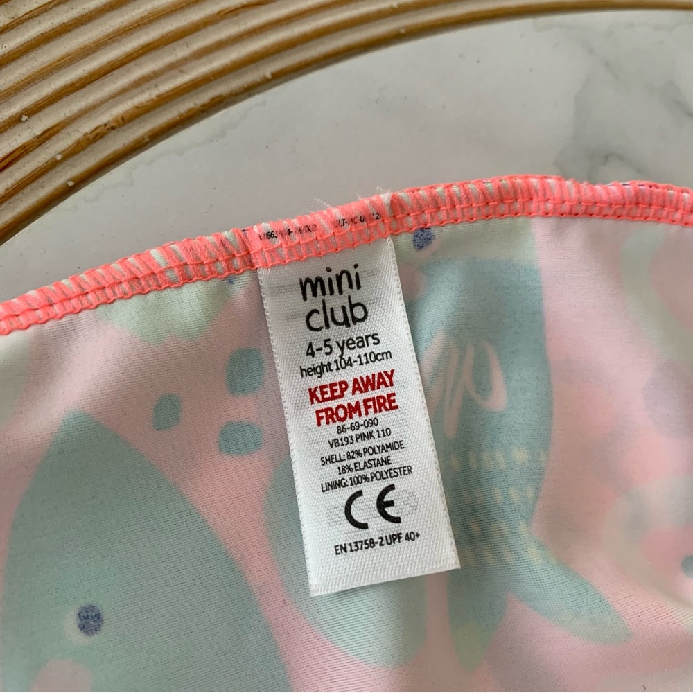 MINI CLUB - Bright Pink & Neon Sea Theme Swim Suit - Sun Safe 4 to 5 Years - NEW - Picture 6 of 6